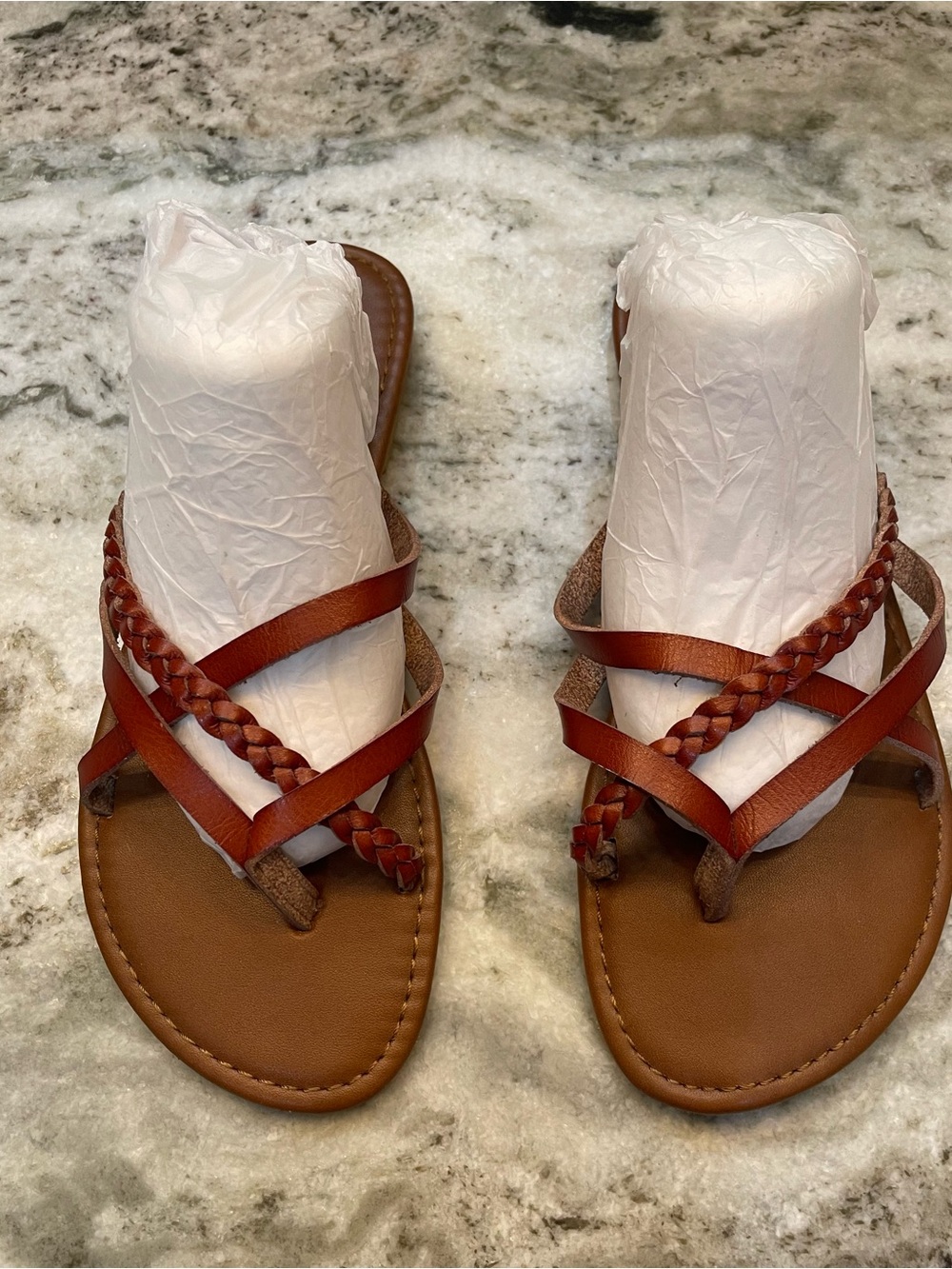 Sonoma Brown Braided Strappy Toe-Post Sandals